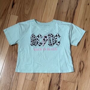 AC/DC Kids Tee - Mint Green with Leopard Print
